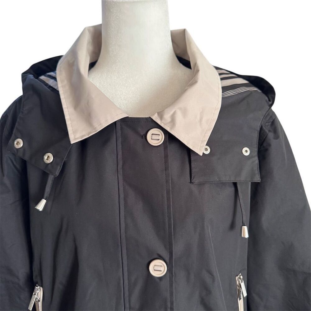 Mackintosh Black Hooded Raincoat Mid-Length Casual Women's Size Petite XL - Picture 2 of 14